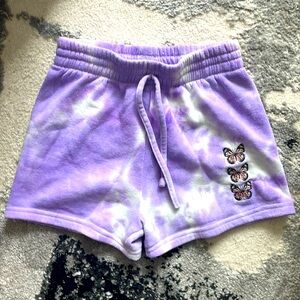 Purple Tie Dye Shorts W/ Butterflies